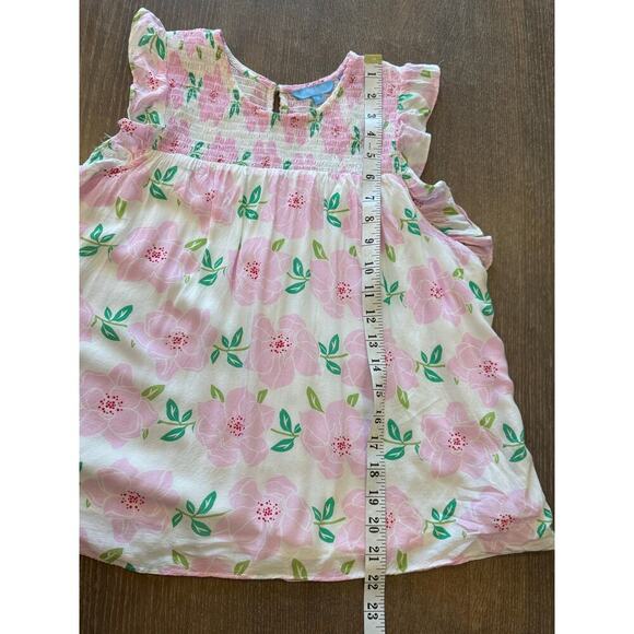 DRAPER JAMES Pink Floral Ruffle Sleeve Shirt Top Women size S - Picture 7 of 8